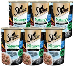Sheba SHEBA konzervdoboz 6x400 g Nature's Collection - nedves teljes értékű eledel felnőtt macskáknak, fehér hallal és májjal, sárgarépa körettel, terrinben