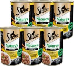 Sheba SHEBA konzervdoboz 6x400 g Nature's Collection - nedves teljes értékű eledel felnőtt macskáknak, baromfi koktél májjal és halolajjal, sárgarépa körettel, terrine-ben