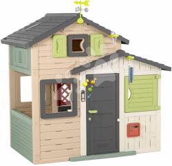 Smoby Jóbarátok házikó csengővel natúr barna színvilágban Friends Evo Playhouse Life Smoby tovább bővíthető (SM810253-2N)