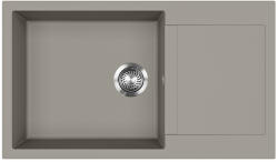 Evido Cubo XL 6S Compact beépíthető gránit mosogatótálca egymedencés + csepegtetős / 1 medencés + kicsi csepptálcás mosogató tálca, platina, középszürke / semleges szürke színű, 860x500 mm-es / 86x50 cm-es,