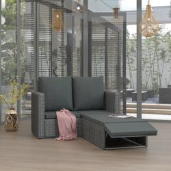 vidaXL 2 részes szürke polyrattan kerti ülőgarnitúra párnákkal (46740)