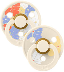 BIBS STUDIO Természetes kaucsuk cumik Colour Morning Bloom 2db - méret 2 - Ivory Mix