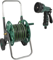 Garden King PROFI mobil kerti tömlőkocsi + SUPERTECH kerti tömlő 1/2" 25 m + locsolópisztoly
