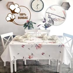 Pucioasa Fata de masa teflonata din bumbac, 160x220cm, Flori roz si fluturi Fata de masa