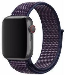 Apple Watch 4-6, SE, SE (2022) (38 / 40 mm) / Watch 7-9 (41 mm) / Watch 10 (42 mm), textíl pótszíj, szilikon keret, állítható, Devia Delux Sport3, sötétkék