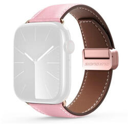 Apple Watch 4-6, SE, SE (2022) (42 / 44 mm) / Watch 7-9 (45 mm) / Watch 10 (46 mm) / Watch Ultra 1-2 (49 mm), valódi bőr pótszíj, állítható, mágneses zár, Dux Ducis YA, rózsaszín