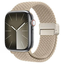 Apple Watch 4-6, SE, SE (2022) (42 / 44 mm) / Watch 7-9 (45 mm) / Watch 10 (46 mm) / Watch Ultra 1-2 (49 mm), textíl pótszíj, állítható, mágneses zár, Dux Ducis Mixture Pro, bézs