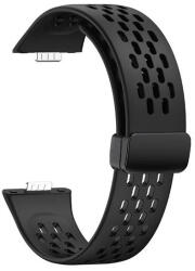 Huawei Watch Fit 3, szilikon pótszíj, lyukacsos, légáteresztő, fekete
