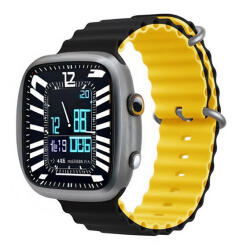 Apple Watch 4-6, SE, SE (2022) (38 / 40 mm) / Watch 7-9 (41 mm) / Watch 10 (42 mm), szilikon pótszíj, állítható, hullámos kialakítás, kétszínű, Devia Sport6, fekete/sárga
