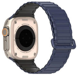 Apple Watch 4-6, SE, SE (2022) (42 / 44 mm) / Watch 7-9 (45 mm) / Watch 10 (46 mm) / Watch Ultra 1-2 (49 mm), szilikon pótszíj, mágneses zár, kétszínű, Dux Ducis KJ, sötétkék/fekete