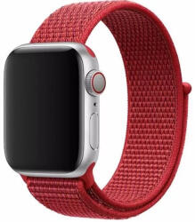 Apple Watch 4-6, SE, SE (2022) (42 / 44 mm) / Watch 7-9 (45 mm) / Watch 10 (46 mm) / Watch Ultra 1-2 (49 mm), textíl pótszíj, szilikon keret, állítható, Devia Delux Sport3, piros