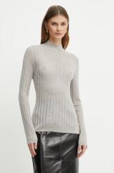 HUGO BOSS gyapjú pulóver könnyű, női, szürke, félgarbó nyakú, 50523736 - szürke XS
