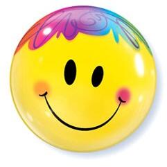 Qualatex Mintás Bubbles lufi 22" 56cm Smiley (LUFI665852)