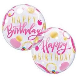 Qualatex Szülinapi Bubbles lufi 22" 56cm Happy Birthday (LUFI196338)