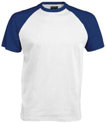 Kariban Férfi raglán ujjú kétszínű baseball póló, Kariban KA330, White/Royal Blue-3XL (ka330wh-ro-3xl)