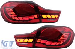 KITT OLED hátsó lámpák BMW 4 F32 F33 F36 M4 F82 F83 (2013-03.2019) modellekhez, piros füst szín, dinamikus irányjelző (TLBMF32M4RS)