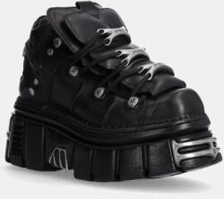 New Rock bőr sportcipő Nomada Negro + Tower Negro Lateral E14 Acero fekete, M-106-S112 - fekete Női 43
