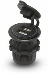 MNC Szivargyújtó Helyére Beépíthető Usb Aljzat, , Zöld Led - Csavaros, 2 X Usb - 5v - 2, 1a (54926gr) (gz-54926gr)