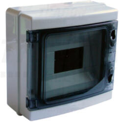 Tracon Edfkip65-8/1 Falon Kívüli Elosztódoboz, átlátszó Ajtóval, N/pe Sínnel 1×8 Mod, H×w×d=210×215×100mm, Ip65, 660v Ac (tr-edfkip65-8-1)
