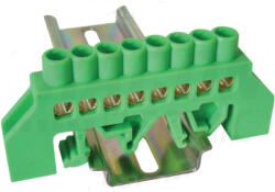 Tracon Szigetelt Földelősín (n/pe), Zöld, 230/400vac, 100a, 6×9mm, 8p, Ip20 (tr-npe-g6-8)