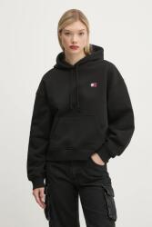 Tommy Hilfiger pamut melegítőfelső fekete, női, nyomott mintás, kapucnis, DW0DW19414 - fekete XXL