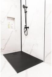 Water Fun Cagliari || Black 80x120x2, 6 cm Cădiță de duș pătrată, SMC, cu sifon inclus (GTS-812B)