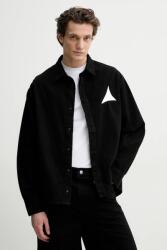 Heliot Emil farmering férfi, galléros, fekete, relaxed, SS25_M_05_066_BLK01 - fekete L