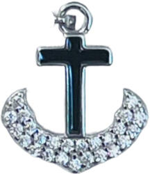 Flippy Pandantiv, Jolie Silver, Argint 925, Model Cruce Ancora cu pietre, 13 x 13 mm, 1.1 g (teo-116684)