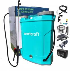 Wertcraft 12L permetező szivattyú akkumulátorral, fúvókákkal és nyomásszabályozóval, 8 ah, 2, 6l / perc, 5, 5 bar (WRT-018)