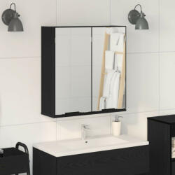 vidaXL Fürdőszoba Tükörszekrény - Fekete Tölgy, 64x20x66.5 cm, Mérnöki Fából Készülve (VD862096)