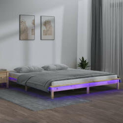 vidaXL kétszemélyes tömör fa LED-es ágykeret 135 x 190 cm (VD820646)