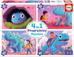 Educa Puzzle pentru copii Educa 4 în 1 - Dinozauri prietenoși (EDU20222) Puzzle