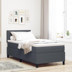 vidaXL Boxspring Ágy Matraccal Sötét Szürke 100x200 cm Kordbársony Anyag (VD3337500)