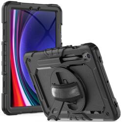 Samsung Tab S10 Fe 10, 9 Col Tablettok SM-X520, SM-X526 - Solid360 Ütésálló, Kitámasztható, Fekete Tablet Tok