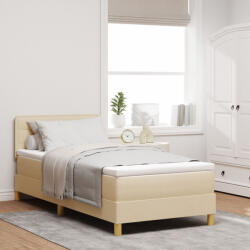 vidaXL Box Spring Ágy Matraccal Krém 90x200 cm Szövet (VD3338816)