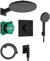Hansgrohe Raindance Alive S zuhany készlet beépített termosztáttal trópusi zuhany opcióval fekete 24630670