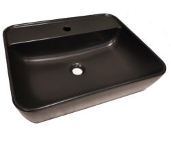 CeraStyle ONE - PULTRA ültethető - Top Counter- porcelán mosdó - MATT FEKETE - csaplyukas - 55 x45cm (OC021G71U053Y01102) - gardenet