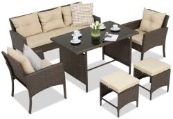 Garden Point Barna Technorattan szett puffokkal Bari Garden Point (GAP231)