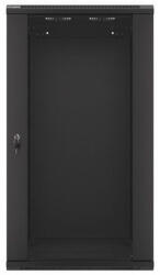 Lanberg WF01-6622-10B 19" 22U SZÉL: 600mm MÉLY: 600mm MAG: 1085mm lapraszerelt üvegajtós fekete fali rack szekrény