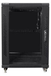Lanberg FF01-6615-12B 19" 15U SZÉL: 600mm MÉLY: 600mm MAG: 848mm lapraszerelt üvegajtós fekete rack szekrény - ipkameradiszkont