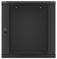 Lanberg WF01-6612-10B 19" 12U SZÉL: 600mm MÉLY: 600mm MAG: 640mm lapraszerelt üvegajtós fekete fali rack szekrény