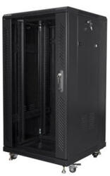 Lanberg FF01-6622-12B 19" 22U SZÉL: 600mm MÉLY: 600mm MAG: 1159mm lapraszerelt üvegajtós fekete rack szekrény