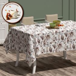 Pucioasa Fata de masa teflonata din bumbac, rotunda, diametru 160cm, model floral bej