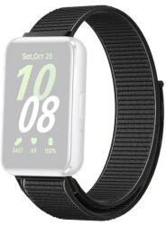 Samsung Galaxy Fit3 SM-R390, textíl pótszíj, nylon, tépőzáras, állítható, légáteresztő, fekete
