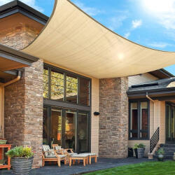 Sun Garden Napvitorla - árnyékoló teraszra, négyszög alakú 2x2 m Aranyhomok színben - HDPE anyagból