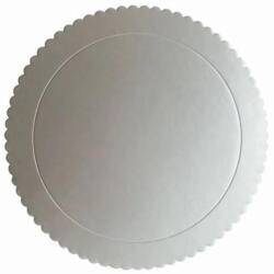  Ezüst színű, kör alakú fodros tortaalátét, tortakarton - 30 cm (T100004)