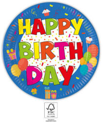 Javoli Happy Birthday Kokliko papírtányér 8 db-os 23 cm FSC (PNN93458)