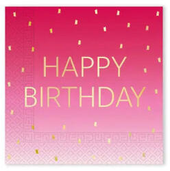Javoli Happy Birthday Golden Pink szalvéta 20 db-os 33x33 cm FSC (PNN96625)