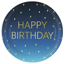 Javoli Happy Birthday Golden Blue papírtányér 8 db-os 23 cm FSC (PNN96620)