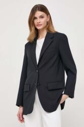 Weekend Max Mara gyapjú kabát sötétkék, sima, egysoros gombolású - sötétkék 40